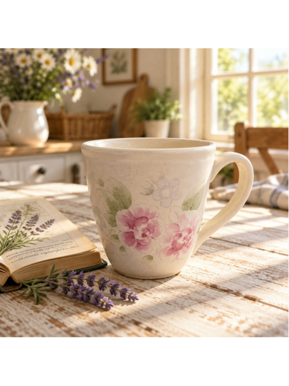 Vintage Pfaltzgraff Tea Rose Mug One Size Beige Pink Floral Ceramic Coffee Cup